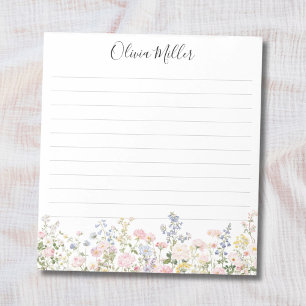 Monogrammed Colorful Flower Garden Floral Lined Notepad