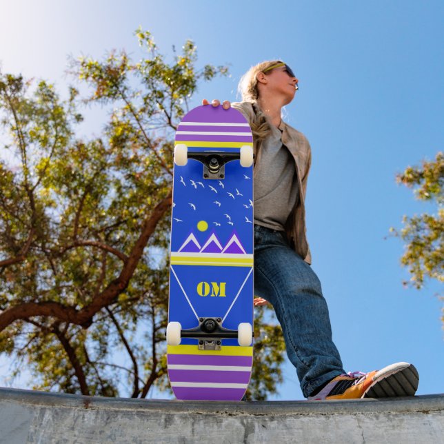 Monogrammed Colorful Mountain Logo Skateboard (Outdoor 1)