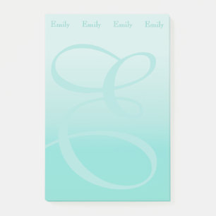 Monogrammed Colour Block Pastel Teal Post-it Notes