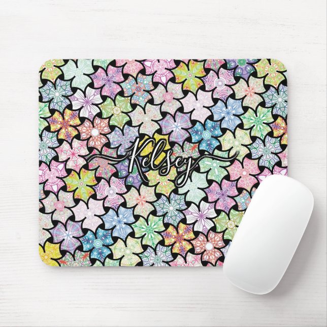 Monogrammed Colourful Boho Mandala Pattern Add Nam Mouse Pad (With Mouse)