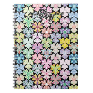 Monogrammed Colourful Boho Mandala Pattern Add Nam Notebook