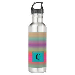 Monogrammed Colourful Stripes Water Bottle