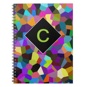 Monogrammed Confetti in Jewel Tones Spiral Notebook