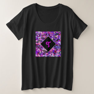 Monogrammed Confetti Purple Plus Size T-Shirt