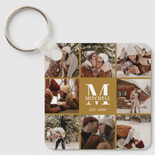Monogrammed Couple Photo Collage Monogram Gift Key Ring