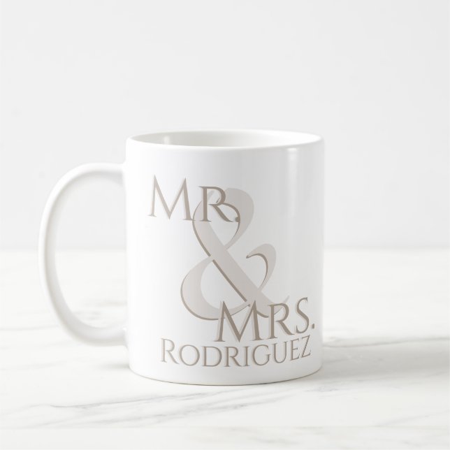 Monogrammed Couples Mug for Wedding Engagement (Left)