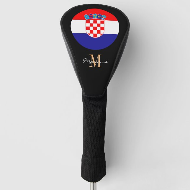 Monogrammed & Croatia Flag Golf Clubs Covers (Front)
