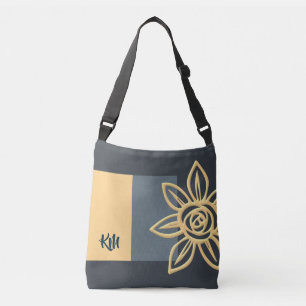 Monogrammed Crossbody Bag w/Huge Yellow Flower