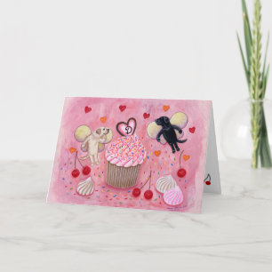 Monogrammed Cupcake and Labs Valentine Holiday Card