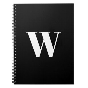 Monogrammed Custom black white initial elegant Notebook