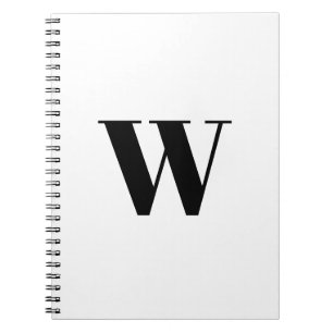 Monogrammed Custom black white initial elegant Notebook