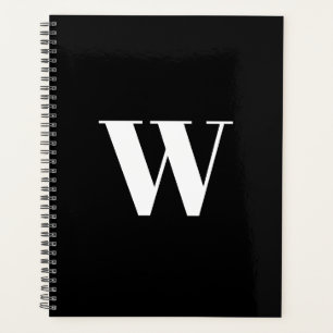 Monogrammed Custom black white initial elegant Planner