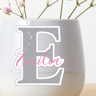 Monogrammed Custom Name Elegant Faux Diamonds