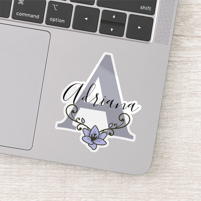 Monogrammed Custom Name Romantic Lily Flower (Detail)