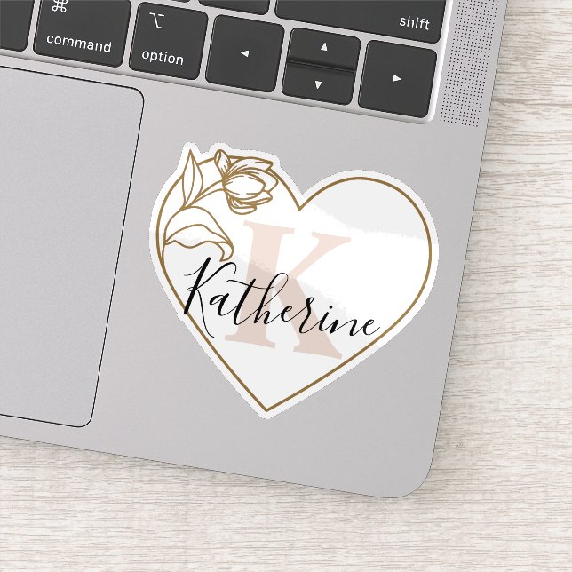 Monogrammed Custom Name Romantic Tulip Heart (Detail)