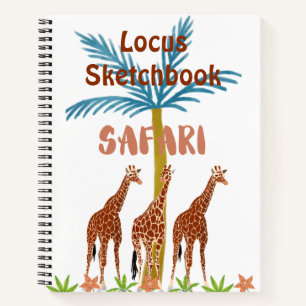 Monogrammed custom name sketchbook drawing safari notebook