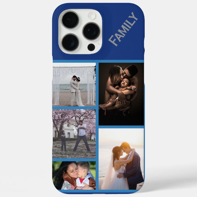 Monogrammed custom photos navy blue phone case (Back)