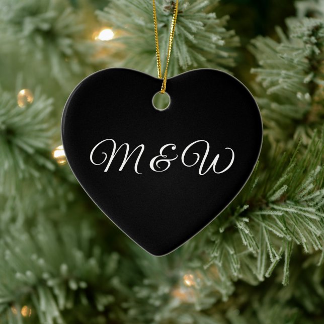 Monogrammed custom script couple initials heart  ceramic tree decoration (Tree)