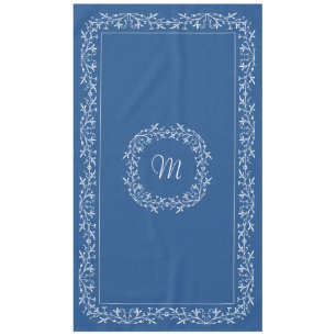 Monogrammed Custom Text Blue Vintage Lace Tablecloth
