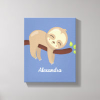 Monogrammed Cute Baby Sloth on Tree Nursery