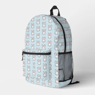 Monogrammed Cute Bunny Face Rabbit Pattern Printed Backpack