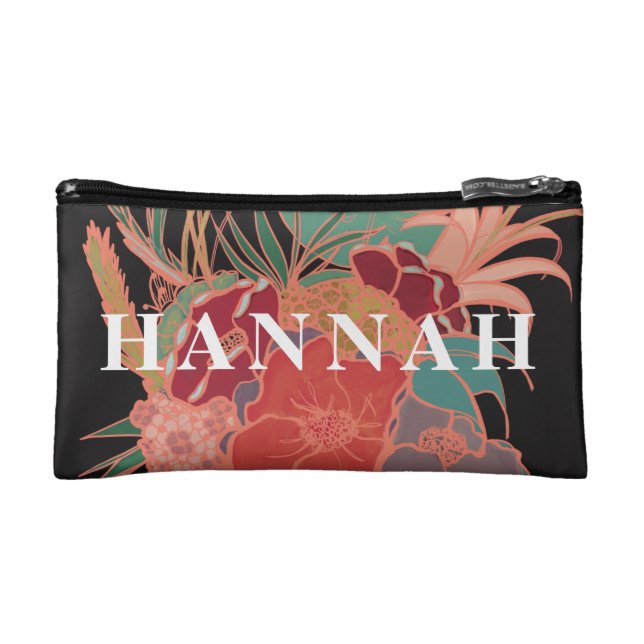 Monogrammed Cute Floral Personalised Makeup Bag (Front)