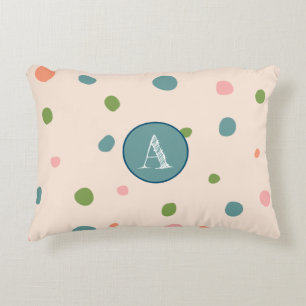 Monogrammed cute initial polka dots pink girl decorative cushion