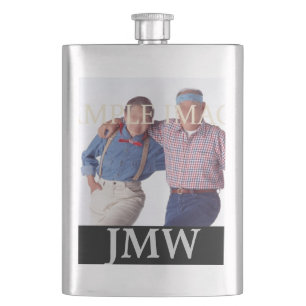 Monogrammed dads fathers photo PERSONALIZE Hip Flask