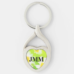 Monogrammed Daisy Floral Watercolor Keychain