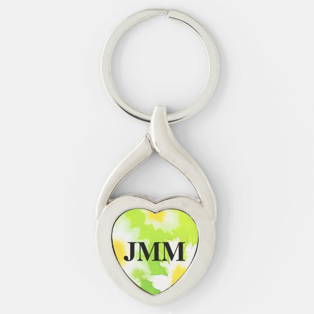 Monogrammed Daisy Floral Watercolor Keychain (Front)
