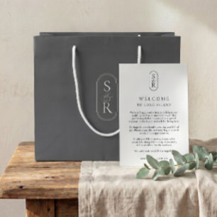 Monogrammed Dark Grey Custom Wedding Welcome Bag
