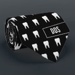 Monogrammed Dental Black White Tooth Tie<br><div class="desc">You,  your staff,  and your clients are going to love this. Personalise this with your three letter monogram or your medical accreditation. A striking black and white molar tooth pattern is  perfect for your dentist or orthodontist office.</div>