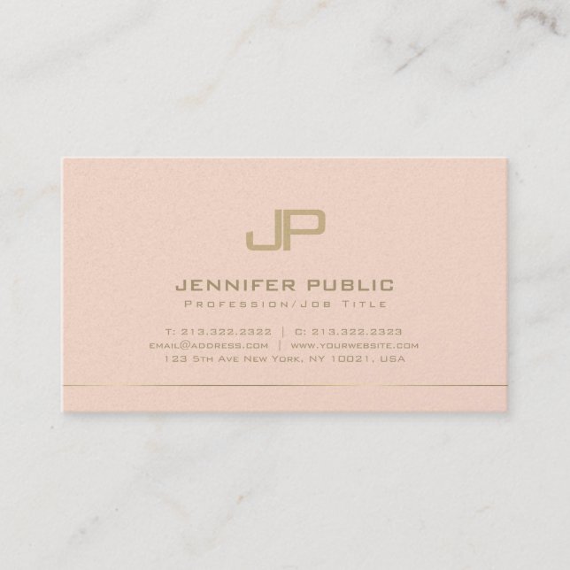 Monogrammed Design Trendy Glamourous Plain Luxury Business Card (Front)