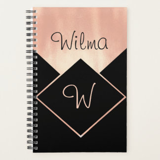 Monogrammed Diamond Logo Metallic Feminine Modern Planner