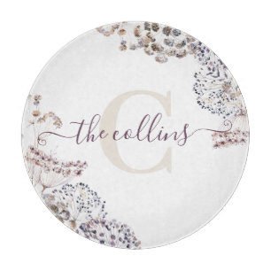 Monogrammed Dried Floral Cutting Board