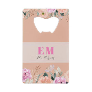Monogrammed dusty pink floral