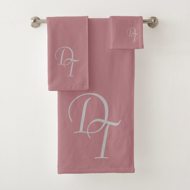 Monogrammed -  dusty rose colour bath towel set (Insitu)