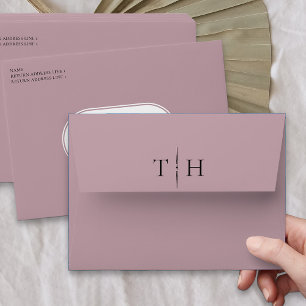 Monogrammed Dusty Rose Pink Wedding Invitation Envelope