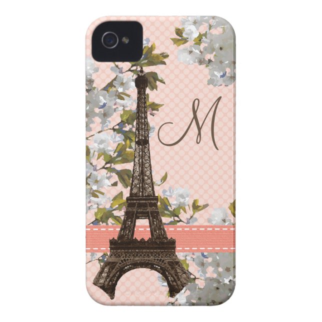 Monogrammed Eiffel Tower iPhone 4 Case Mate Barely (Back)