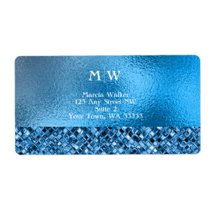 Monogrammed Elegant Blue Sparkle Glitter Luxury