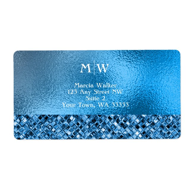 Monogrammed Elegant Blue Sparkle Glitter Luxury (Front)