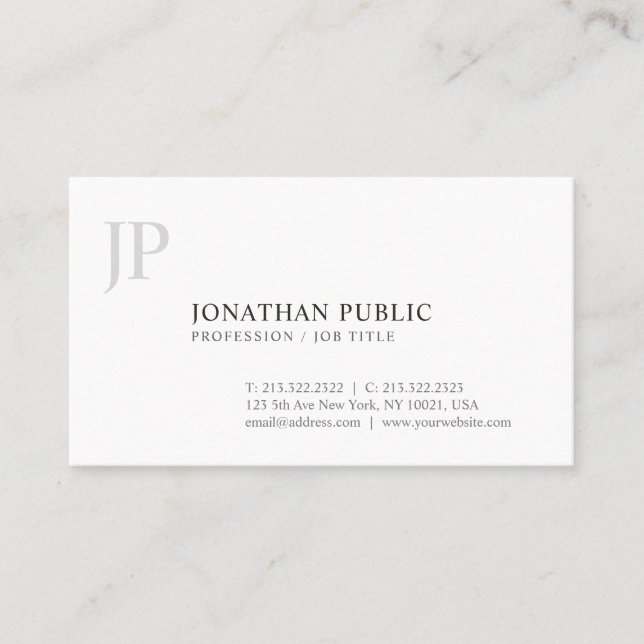 Monogrammed Elegant Design Simple Trendy Business Card (Front)