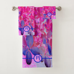 Monogrammed Elegant Floral Hydrangea Bath Towel Set