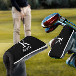 Monogrammed elegant golfer black personalised golf head cover<br><div class="desc">Man monogram and name create your own golf head cover template in simple black and white. You can change background and text colours by selecting customise option. It can be a special gift for a boyfriend,  husband,  son,  dad,  groom,  best man for a birthday,  wedding,  Christmas,  or graduation.</div>