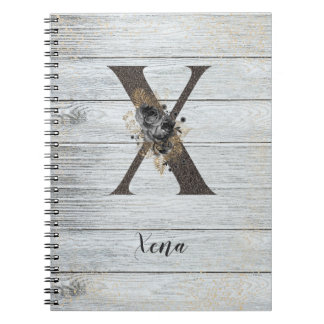 Monogrammed Elegant Modern Goth Black Rose X Noteb Notebook