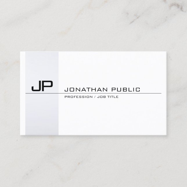 Monogrammed Elegant Modern Minimalist Plain Business Card (Front)