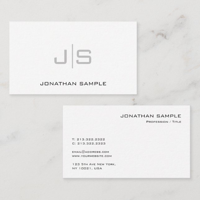 Monogrammed Elegant Modern Plain Template Business Card (Front/Back)