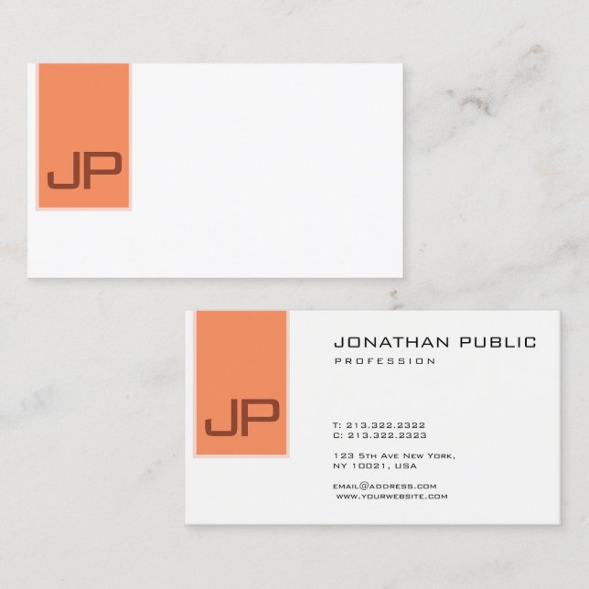 Monogrammed Elegant Modern Simple Template Business Card (Front/Back)