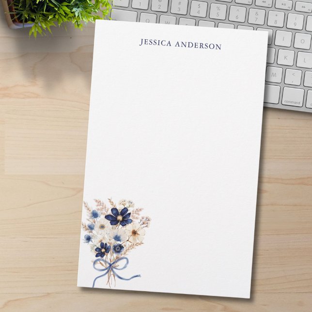 Monogrammed Elegant Navy Blue Flower Bouquet Post-it Notes (Creator Uploaded)