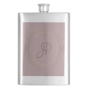 Monogrammed Elegant Rose Gold Template Trendy Hip Flask